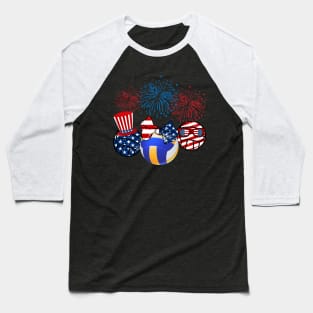 Volleyball American Flag Fireworks Baseball T-Shirt